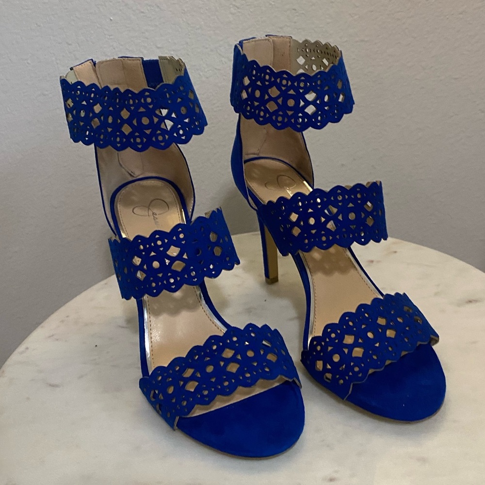 Jessica Simpson Blue Rhinestone Stiletto Heels